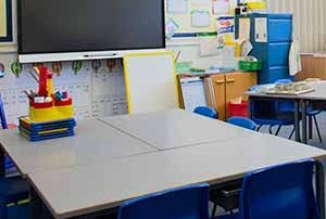 Special Education COVID-19; Photo of empty elementary school classroom