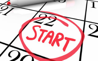 A day with the word Start circled on a calendar to mark the beginning of a new job, school semester or other significant event